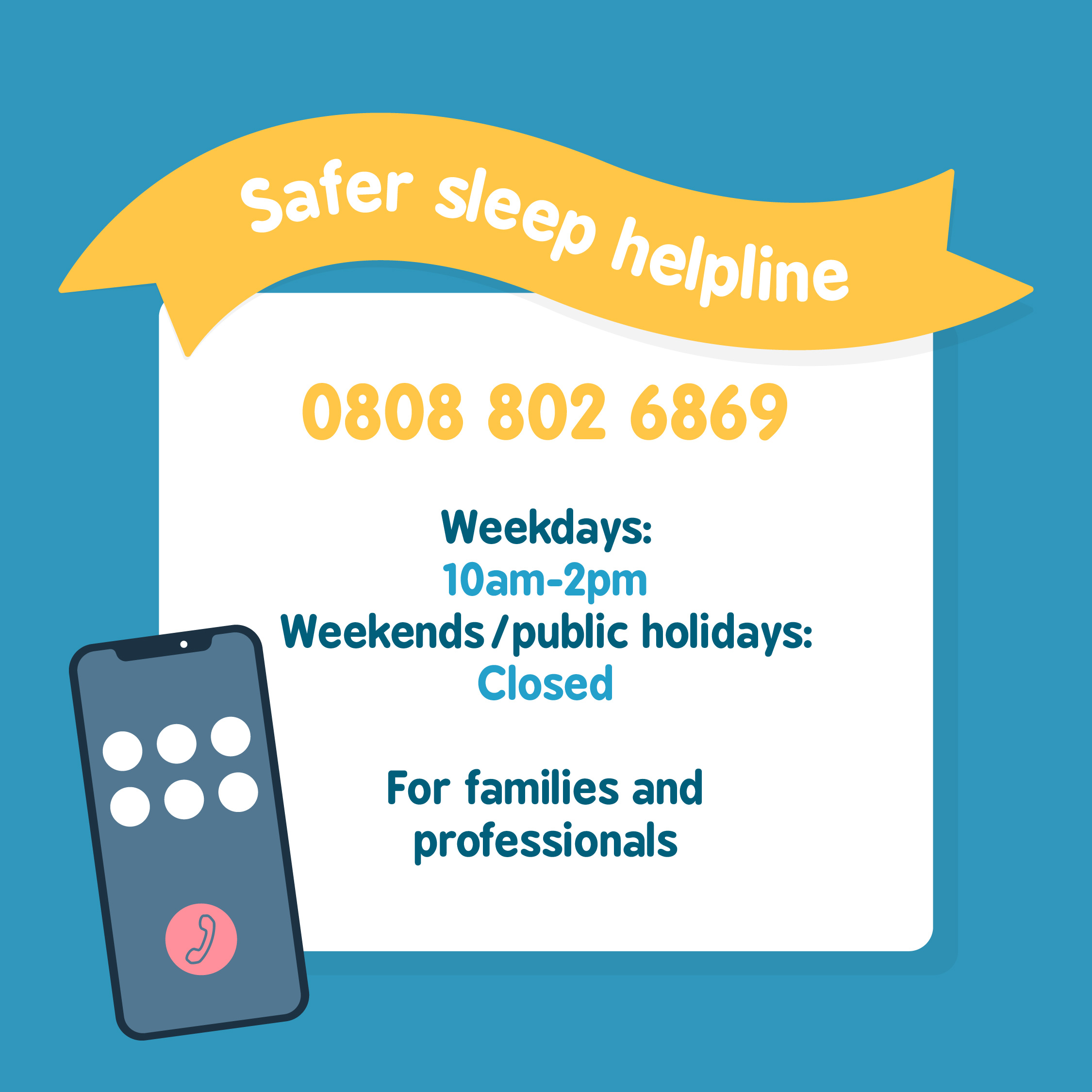 Safer sleep for babies resources - safer sleep information phoneline