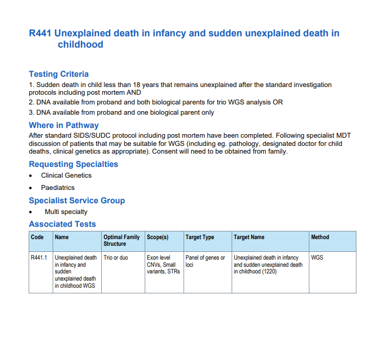 Whole Genomic Sequencing Test R441.1 information