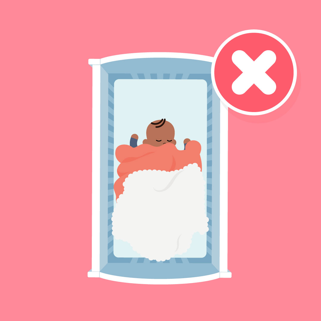 baby's airway breathing restricted blankets in cot